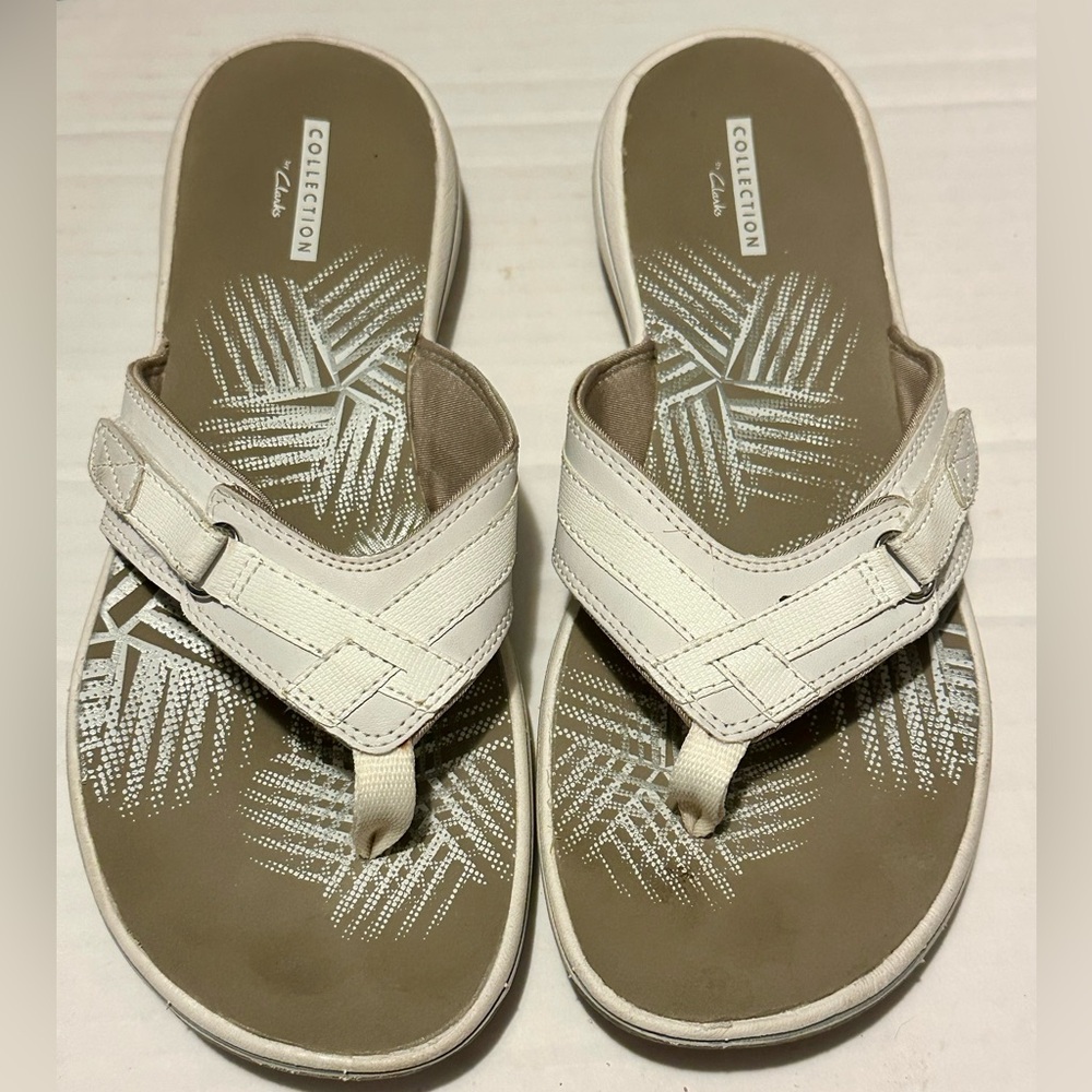 Clarks White and Tan Women's  Sandals, size 9M